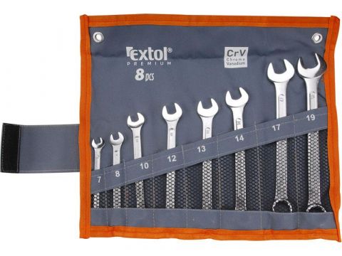EXTOL klíče otevřené/očkové, sada 8ks, 7-19mm, CrV, EXTOL CRAFT (6319)