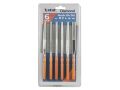EXTOL pilníky diamantové jehlové, sada 6ks v plast. obalu, 160mm, složení sady: plochý, půlkulatý, tříhranný, kulatý, čtyřhranný
