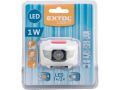 EXTOL čelovka 1W + 2LED, 4módy světla: 100%, 50%, červené LED, červené LED blikání, baterie 3x1,5V AAA (nejsou součástí), ABS pl