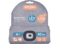 EXTOL čepice s čelovkou 45lm, nabíjecí, USB, šedá, univerzální velikost (43195)