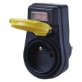 EMOS Zásuvka s vypínačem, IP44, černá 1905110002 (P00271)