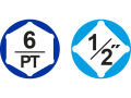 TOTAL Hlavice nástrčné, sada 24ks, 1/2