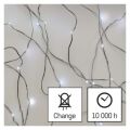EMOS LED vánoční nano řetěz stříbrný, 0,9 m, 2x AA, vnitřní, studená bílá, časovač 1550032005 (D3AC06)