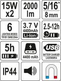 YATO Lampa pracovní s reproduktorem 2 x 15W IP44 (YT-81808)