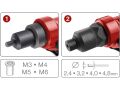 EXTOL kleště nýtovací s otočnou hlavou COMBO, pro nýt. matice M3-M6 a trhací nýty 2,4-4,8mm (4770628)