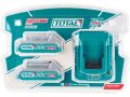 TOTAL Sada baterie 20V, 2000mAh (2x) a nabíječka, industrial (TFBCPK1222E)