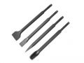 EXTOL sekáče SDS PLUS, sada 4ks v plast. obalu, plochý 250x14x20mm, plochý 250x14x40mm, špičatý 250x14, drážkovací 250x14, EXTOL