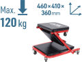EXTOL PREMIUM lehátko/sedák 2v1, montážní pojízdné, rozloženo 91x41x12cm, až 150/120kg (8863302)