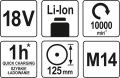 YATO Bruska úhlová AKU 125 mm 18V 10000 ot. (bez baterie) (YT-82827)