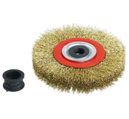 EXTOL kartáč okružní, O 200mm, vlnitý drát S 0,3mm, otvor 32mm, tl. 25mm, adaptéry: 1/2", 3/4", 5/8", 1", 7/8", EXTOL CRAFT (170