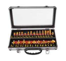 EXTOL frézy tvarové do dřeva s SK plátky, sada 24ks, stopka 8mm, v kovovém kufru, EXTOL PREMIUM (44039)