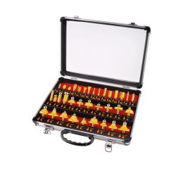 EXTOL frézy tvarové do dřeva s SK plátky, sada 35ks, stopka 8mm, v kovovém kufru, EXTOL PREMIUM (44040)