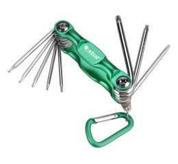 EXTOL klíče TORX, sada 8ks, T6-T7-T8-T9-T10-T15-T20-T25, mix barev: zelená, modrá, žlutá, praktický skládací obal, EXTOL CRAFT (
