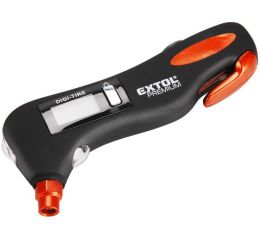 EXTOL pneuměřič digitální EMERGENCY 5 v 1, 5 funkcí: pneuměřič (jednotky psi, bar, kPa), LED světlo bílé, LED světlo výstražné č