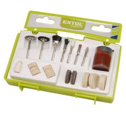 EXTOL nástavce čistící a leštící na přímou brusku, sada 20ks, průměr dříku 3,2mm, EXTOL CRAFT (73417)