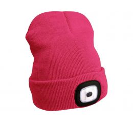 EXTOL čepice s čelovkou, nabíjecí, USB, růžová, univerzální velikost (43193)