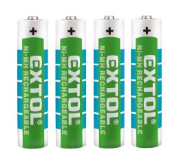 EXTOL baterie nabíjecí, 4ks, AAA (HR03), 1,2V, 1000mAh, NiMh (42060)