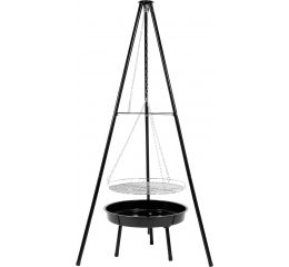 Kulatý gril na dřevěné uhlí 52 cm s trojnožkou (TO-99524)