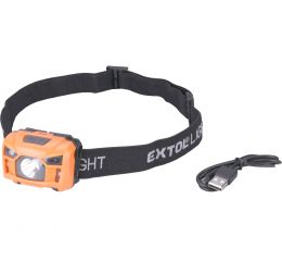 EXTOL čelovka 100lm, nabíjecí, USB, 3W LED (43180)