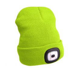 EXTOL čepice s čelovkou 45lm, nabíjecí, USB, fluorescentní žlutá, univerzální velikost (43194)