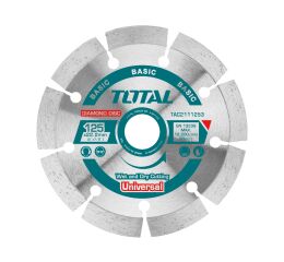 TOTAL Kotouč diamantový řezný, segmenový, suché i mokré řezání, 125x22,2mm (TAC2111253)