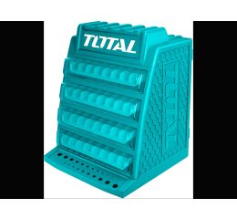 TOTAL Skříňka na vrtáky, rozměry 340x320x430mm, 4 poschodí, 8 přihrádek na každém poschodí (TAKD2688)