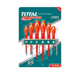 TOTAL šroubováky, sada 6ks, 1000V, VDE, industrial, (-) 3ks, PH 3ks, CrV (THTIS566)