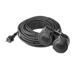EMOS Prodlužovací kabel gumový – 2 zásuvky, 20m, 3× 1,5mm2, IP44 1901022001 (P0603)