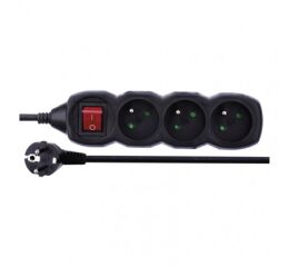 EMOS Prodlužovací kabel s vypínačem – 3 zásuvky, 1,5m, černý 1902330150 (PC1311)