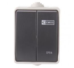 EMOS Přepínač nástěnný č. 5 IP54, 2 tlačítka 3104139811 (A1398.1)