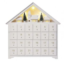 EMOS LED adventní kalendář dřevěný, 35x33 cm, 2x AA, vnitřní, teplá bílá, časovač 1550000016 (DCWW02)