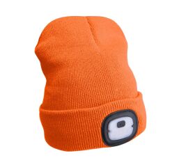 EXTOL čepice s čelovkou 4x25lm, USB nabíjení, fluorescentní oranžová, ECONOMY, univerzální velikost (43455)