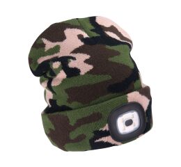 EXTOL čepice s čelovkou 4x45lm, USB nabíjení, maskovací, univerzální velikost (43464)