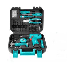 TOTAL Vrtací šroubovák AKU 12V Li-ion s nářadím, sada 81ks (THKTHP10812)