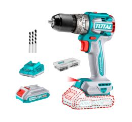 TOTAL Vrtací šroubovák AKU s příklepem, brushless, 20V Li-ion (2x), industrial (TIDLI20602E)