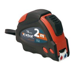EXTOL metr svinovací, 2m, šířka pásku 16mm, II. tř. př.,pryž.obal,autostop,s magnetem, EXTOL PREMIUM (3162)