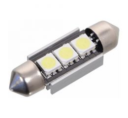 Žárovka 3 SMD LED 12V suf. SV8.5 35mm s rezistorem CAN-BUS ready bílá (33803)