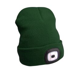 EXTOL čepice s čelovkou 4x45lm, USB nabíjení, tmavě zelená, univerzální velikost (43192)