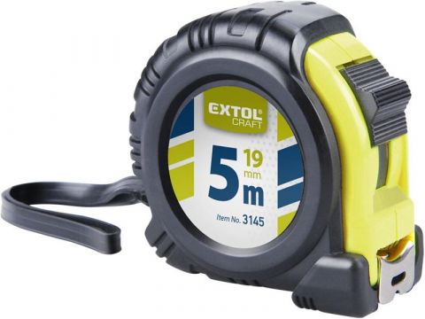 EXTOL metr svinovací, 5m, šířka pásku 19mm, II. tř. př., pryžový obal, EXTOL CRAFT (3145)