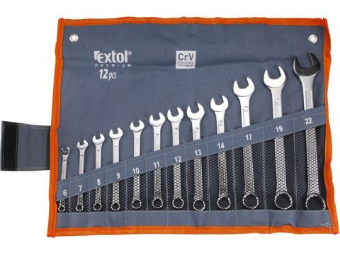 EXTOL klíče otevřené/očkové, sada 12ks, 6-22mm, CrV, EXTOL CRAFT (6333)