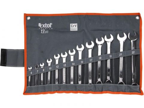 EXTOL klíče otevřené/očkové, sada 13ks, 6-22mm, CrV, EXTOL CRAFT (6733)