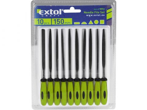 EXTOL pilníky jehlové s plastovou rukojetí, sada 10ks, EXTOL CRAFT (8801)