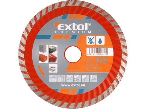 EXTOL kotouč diamantový řezný turbo, 115x22,2mm, suché i mokré řez., EXTOL PREMIUM (108751)