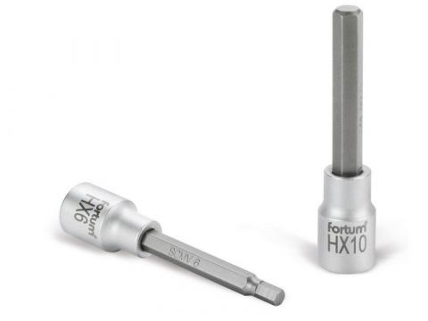 FORTUM hlavice zástrčná prodloužená imbus, 1/2', HX12, L 100mm, CrV/S2, FORTUM (4700632)