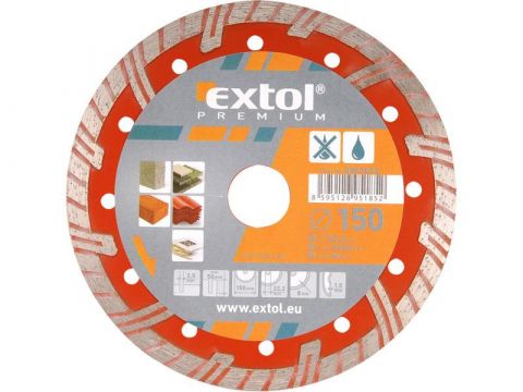 EXTOL kotouč diamantový řezný turbo plus, 150x22,2mm, suché i mokré řezání, EXTOL PREMIUM (8803033)