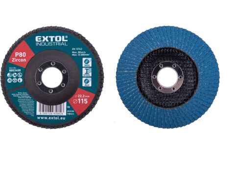 EXTOL kotouč lamelový šikmý, P80, 115mm, sklotextilní podložka, zirkon, EXTOL PREMIUM (8803408)