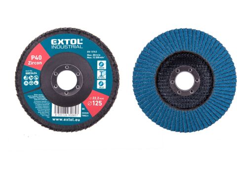 EXTOL kotouč lamelový šikmý, P40, 125mm, sklotextilní podložka, zirkon, EXTOL PREMIUM (8803424)