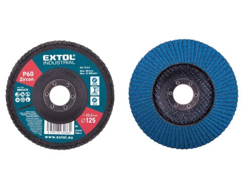 EXTOL kotouč lamelový šikmý, P60, 125mm, sklotextilní podložka, zirkon, EXTOL PREMIUM (8803426)