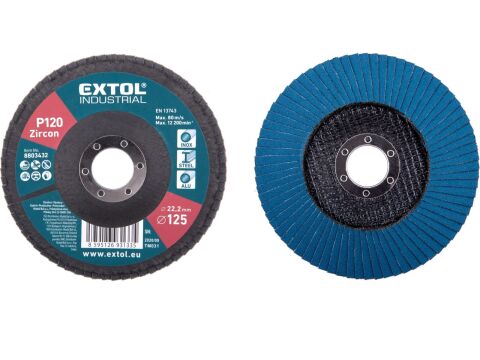 EXTOL kotouč lamelový šikmý, P120, 125mm, sklotextilní podložka, zirkon, EXTOL PREMIUM (8803432)