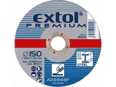 EXTOL kotouč brusný na ocel, 150x6,0x22,2mm, EXTOL PREMIUM (8808705)
